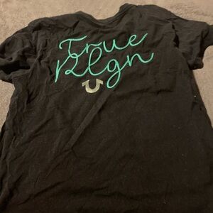 True Religion Black T-Shirt with Green Logo